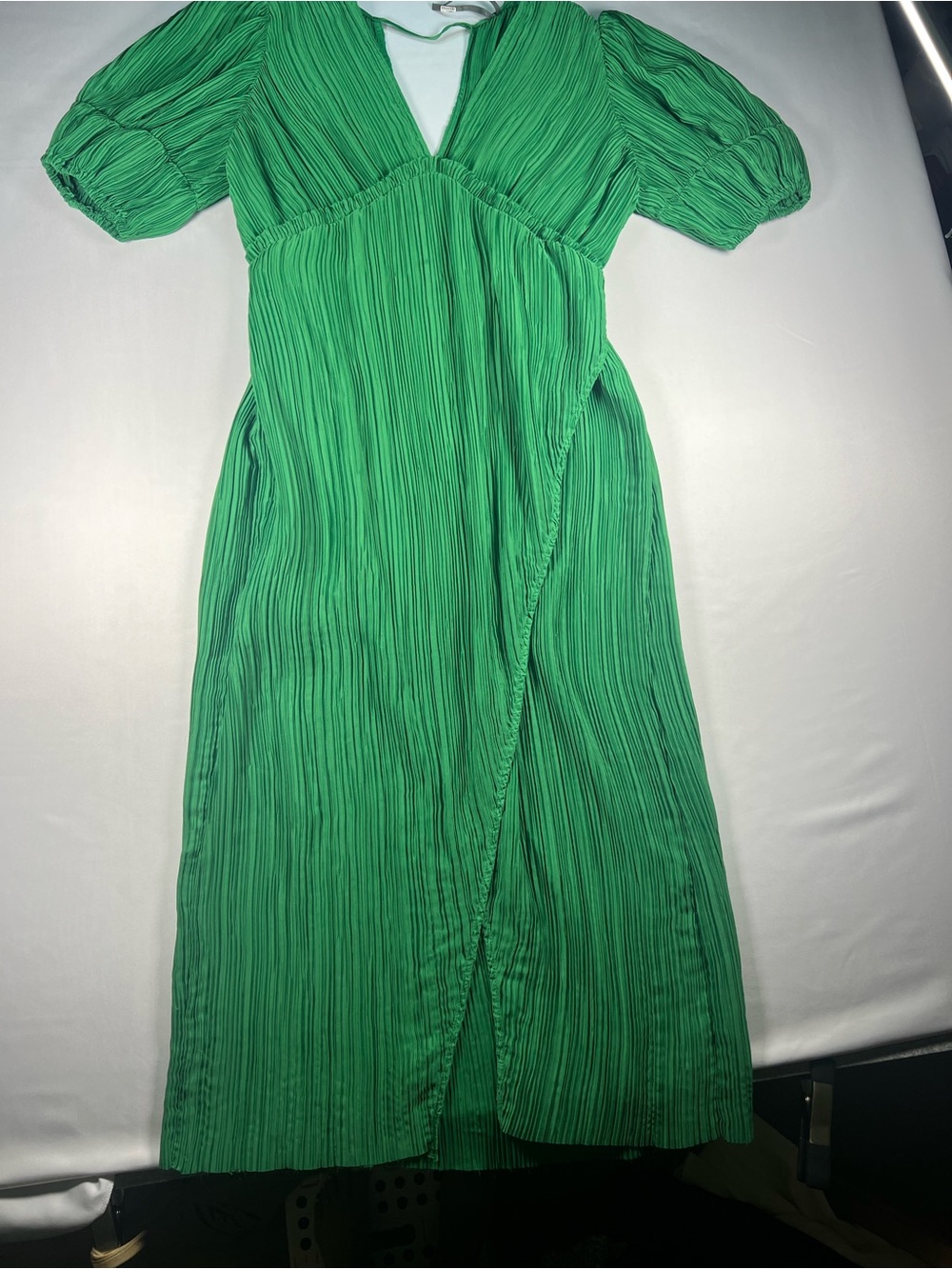 Anthropologie Emerald Green Pleated Maxi Dress